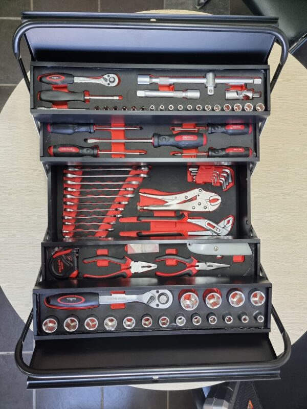 86 piece toolset with 5 tier metal tool box